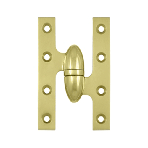 5 Inch x 3 1/4 Inch Solid Brass Olive Knuckle Hinge (Polished Brass Finish) DELTANA