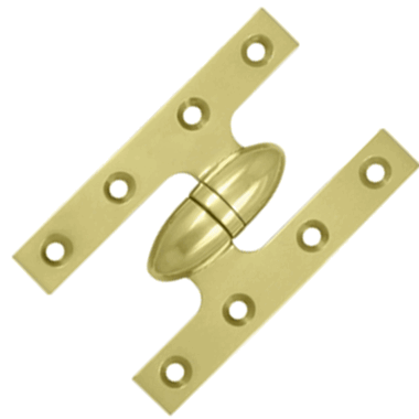 5 Inch x 3 1/4 Inch Solid Brass Olive Knuckle Hinge (Polished Brass Finish) DELTANA