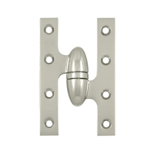 5 Inch x 3 1/4 Inch Solid Brass Olive Knuckle Hinge (Polished Nickel Finish) DELTANA