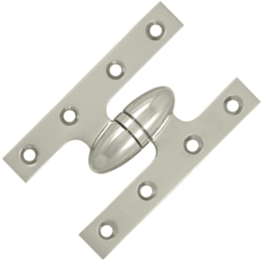 5 Inch x 3 1/4 Inch Solid Brass Olive Knuckle Hinge (Polished Nickel Finish) DELTANA