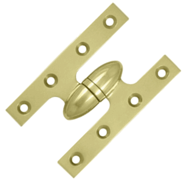 5 Inch x 3 1/4 Inch Solid Brass Olive Knuckle Hinge (Unlacquered Brass Finish) DELTANA