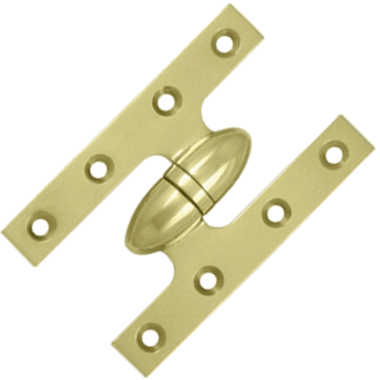 5 Inch x 3 1/4 Inch Solid Brass Olive Knuckle Hinge (Unlacquered Brass Finish) DELTANA