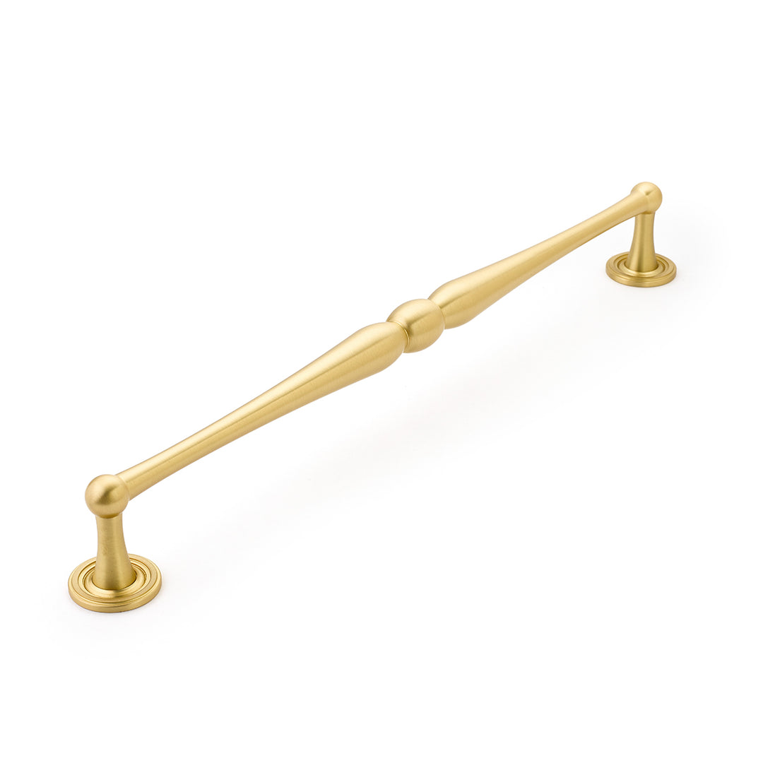 15 3/4 Inch (15 Inch c-c) Atherton Pull with Plain Footplates (Satin Brass Finish) SCHAUB