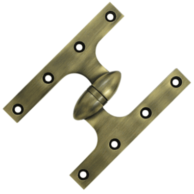 6 Inch x 4 1/2 Inch Solid Brass Olive Knuckle Hinge (Antique Brass Finish) DELTANA