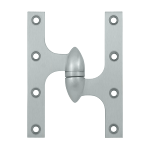 6 Inch x 4 1/2 Inch Solid Brass Olive Knuckle Hinge (Brushed Chrome) DELTANA