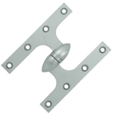 6 Inch x 4 1/2 Inch Solid Brass Olive Knuckle Hinge (Brushed Chrome) DELTANA