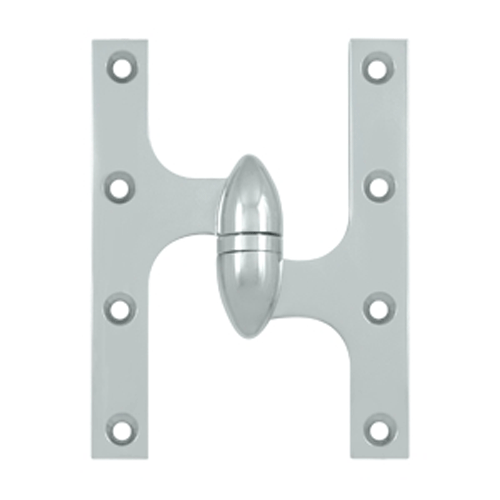 6 Inch x 4 1/2 Inch Solid Brass Olive Knuckle Hinge (Chrome Finish) DELTANA