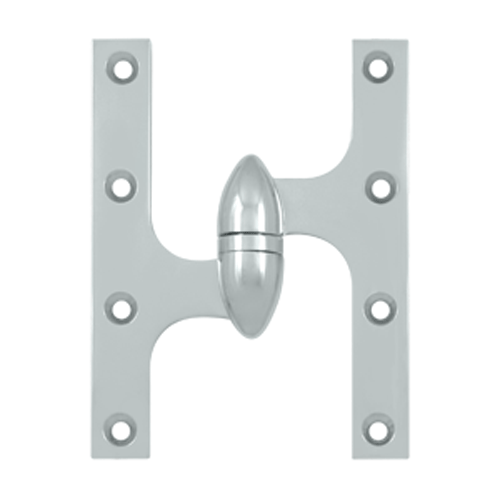 6 Inch x 4 1/2 Inch Solid Brass Olive Knuckle Hinge (Chrome Finish) DELTANA