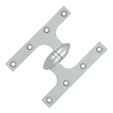 6 Inch x 4 1/2 Inch Solid Brass Olive Knuckle Hinge (Chrome Finish) DELTANA