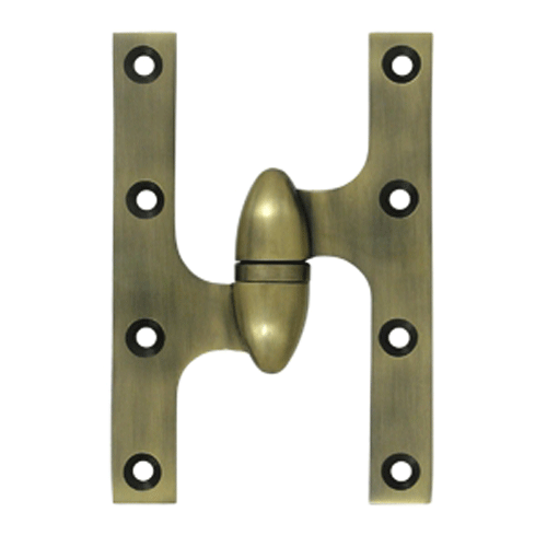 6 Inch x 4 Inch Solid Brass Olive Knuckle Hinge (Antique Brass Finish) DELTANA