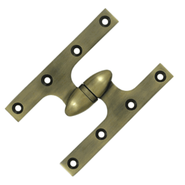 6 Inch x 4 Inch Solid Brass Olive Knuckle Hinge (Antique Brass Finish) DELTANA