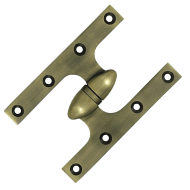 6 Inch x 4 Inch Solid Brass Olive Knuckle Hinge (Antique Brass Finish) DELTANA