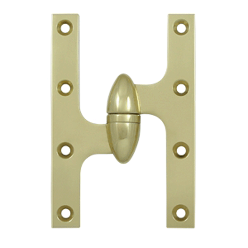 6 Inch x 4 Inch Solid Brass Olive Knuckle Hinge (Unlacquered Brass) DELTANA