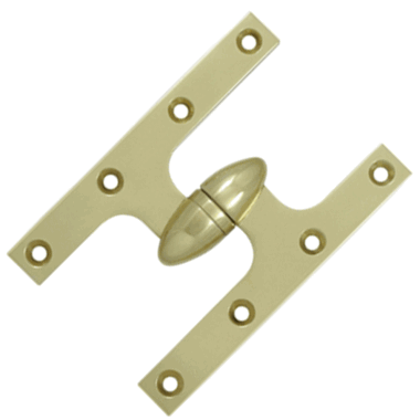 6 Inch x 4 Inch Solid Brass Olive Knuckle Hinge (Unlacquered Brass) DELTANA