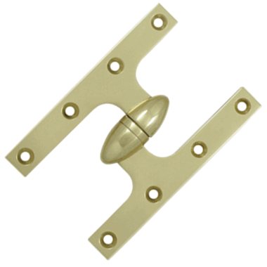 6 Inch x 4 Inch Solid Brass Olive Knuckle Hinge (Unlacquered Brass Finish) DELTANA