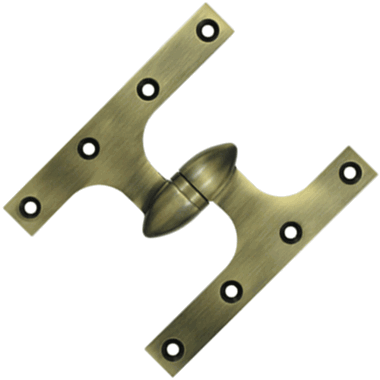 6 Inch x 5 Inch Solid Brass Olive Knuckle Hinge (Antique Brass Finish) DELTANA