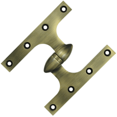 6 Inch x 5 Inch Solid Brass Olive Knuckle Hinge (Antique Brass Finish) DELTANA