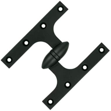 6 Inch x 5 Inch Solid Brass Olive Knuckle Hinge (Paint Black Finish) DELTANA