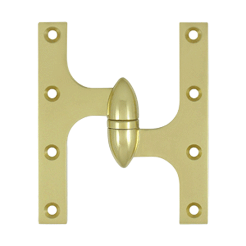 6 Inch x 5 Inch Solid Brass Olive Knuckle Hinge Polished Brass Finish DELTANA