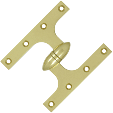 6 Inch x 5 Inch Solid Brass Olive Knuckle Hinge Polished Brass Finish DELTANA