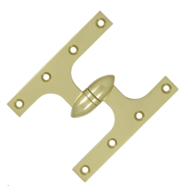 6 Inch x 5 Inch Solid Brass Olive Knuckle Hinge (Unlacquered Brass) DELTANA