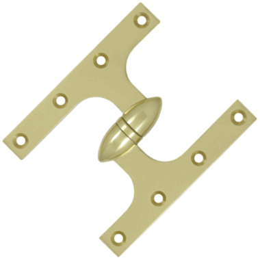 6 Inch x 5 Inch Solid Brass Olive Knuckle Hinge (Unlacquered Brass Finish) DELTANA