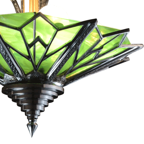 17 Inch Classic Art Deco Close Ceiling Light Deco Green Glass (Several Finishes Available) LUMEN ARIA