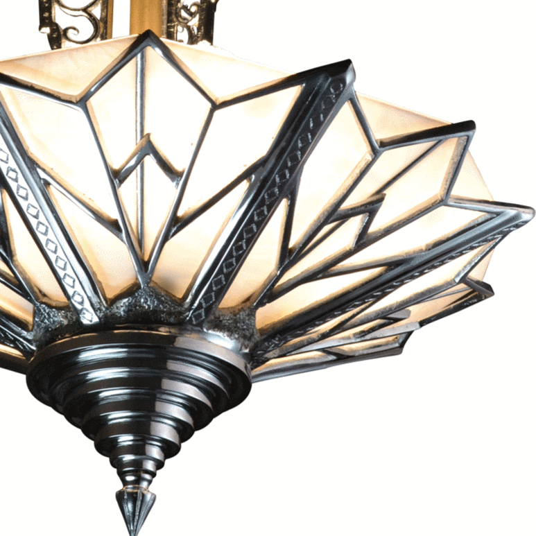 17 Inch Classic Art Deco Close Ceiling Light Pink Champagne Glass (Several Finishes Available) LUMEN ARIA