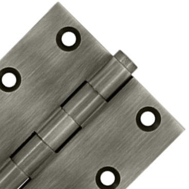 3 X 3 Inch Solid Brass Hinge Interchangeable Finials (Square Corner, Antique Nickel Finish) DELTANA