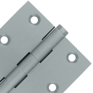 3 X 3 Inch Solid Brass Hinge Interchangeable Finials (Square Corner, Brushed Chrome Finish) DELTANA