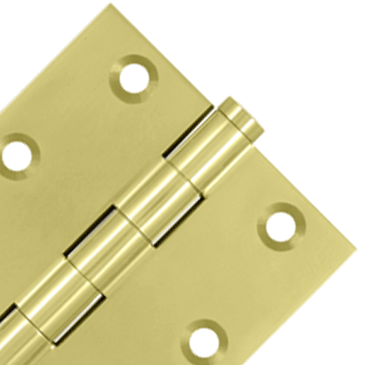 3 X 3 Inch Solid Brass Hinge Interchangeable Finials (Square Corner, Polished Brass Finish) DELTANA