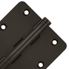 Pair 3 1/2 Inch X 3 1/2 Inch Solid Brass Hinge Interchangeable Finials (1/4 Radius Corner, Oil Rubbed Bronze Finish) DELTANA