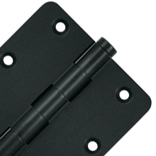 Pair 3 1/2 Inch X 3 1/2 Inch Solid Brass Hinge Interchangeable Finials (1/4 Radius Corner, Flat Black Finish) DELTANA