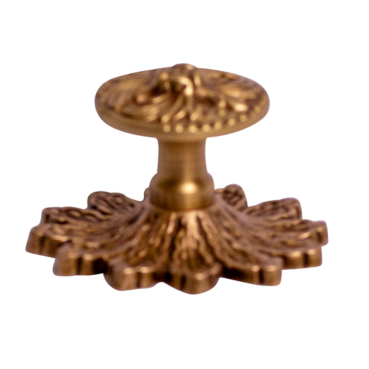 3 3/8 Inch Solid Brass Rococo Victorian Knob with Back Plate (Several Finishes Available) COPPER MOUNTAIN HARDWARE