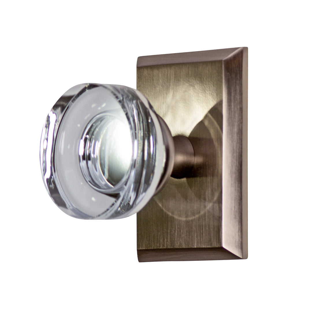 Crystal Clear Disc Door Knob Set with Rectangular Rosette (Several Finishes Available) COPPER MOUNTAIN HARDWARE