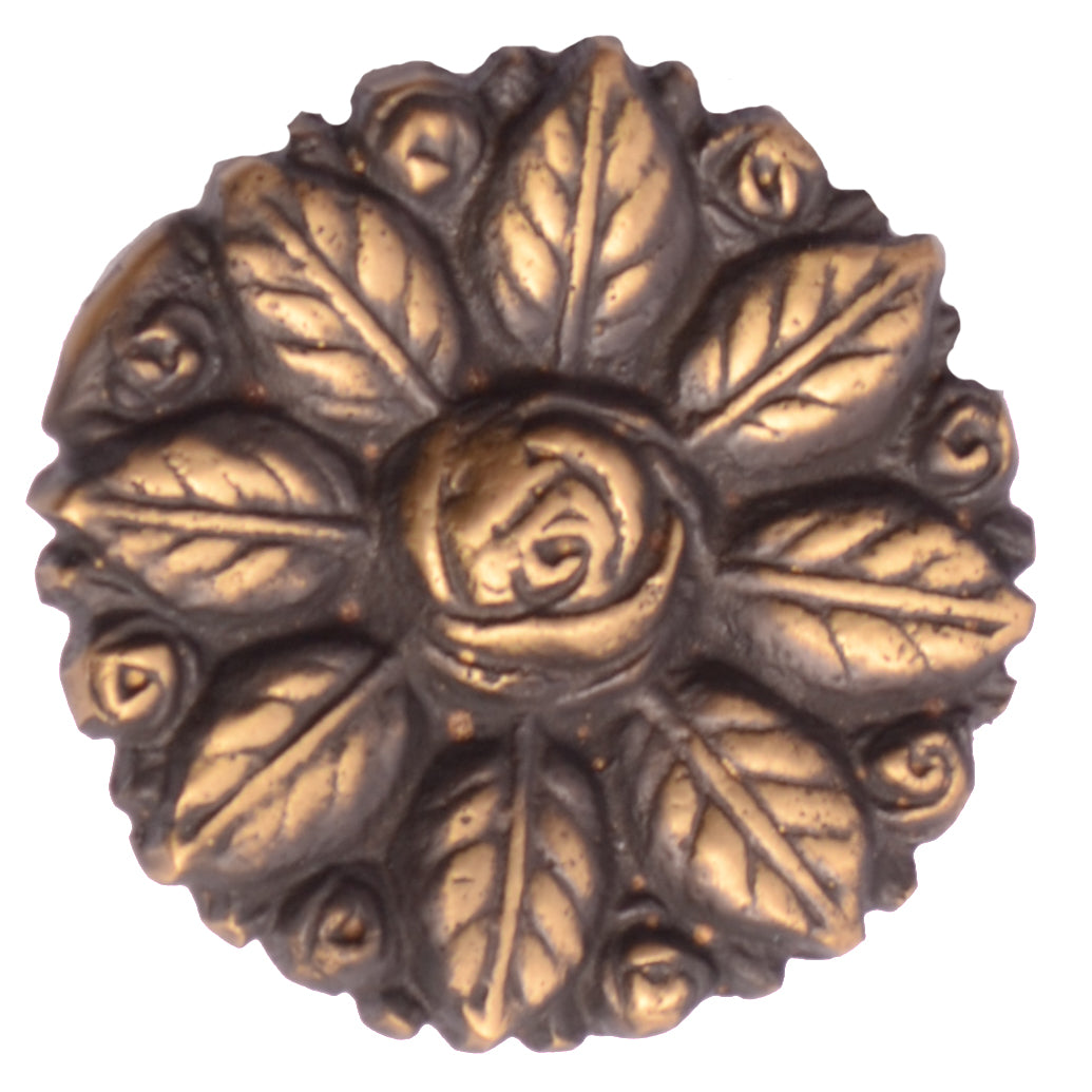 2 1/8 Inch Victorian Floral Rose Cabinet Knob (Antique Brass Finish) COPPER MOUNTAIN HARDWARE