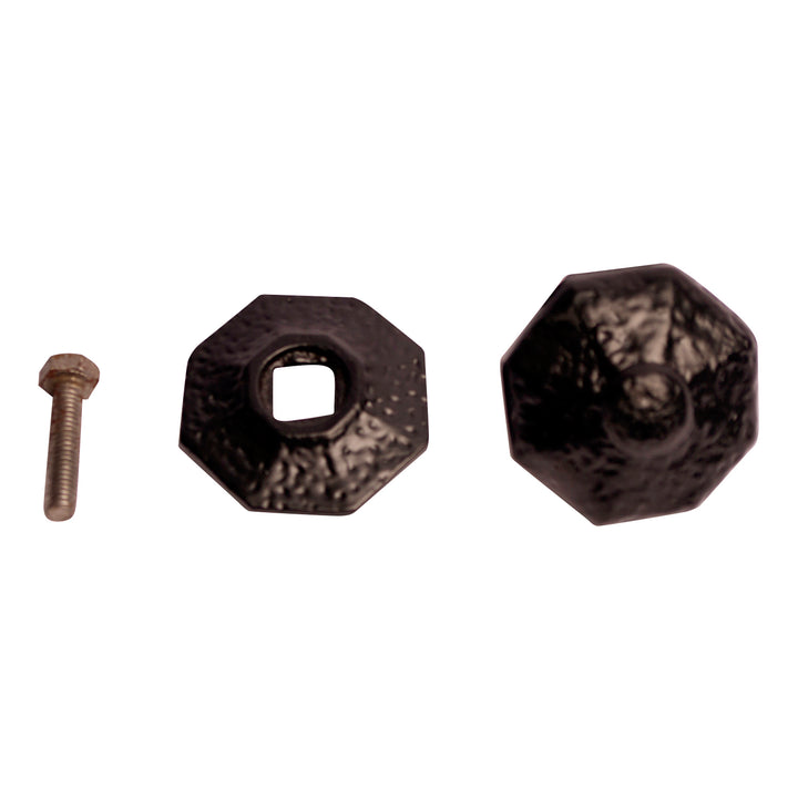 2 3/8 Inch Solid Rough Iron Octagon Cabinet & Furniture Knob with Backplate COPPER MOUNTAIN HARDWARE