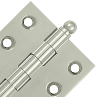 2 Inch x 2 Inch Solid Brass Cabinet Hinges (Polished Nickel Finish) DELTANA