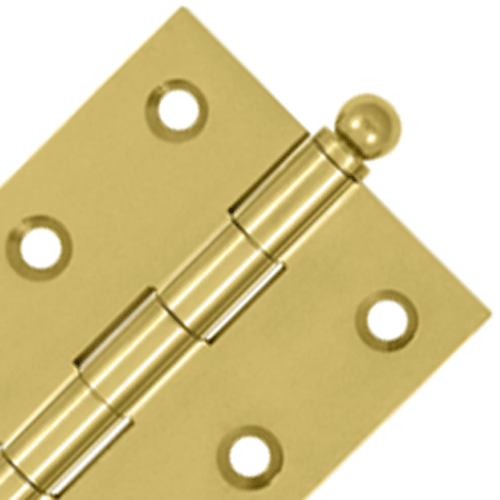 2 1/2 Inch x 2 Inch Solid Brass Cabinet Hinges (Polished Brass Finish) DELTANA