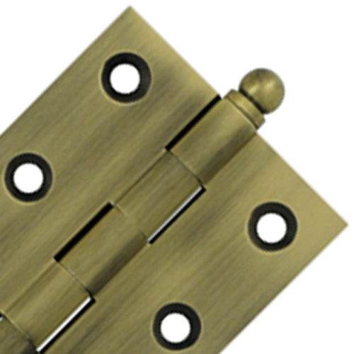 2 1/2 Inch x 2 Inch Solid Brass Cabinet Hinges (Antique Brass Finish) DELTANA