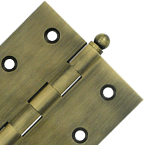 2 1/2 Inch x 2 1/2 Inch Solid Brass Cabinet Hinges (Antique Brass) DELTANA