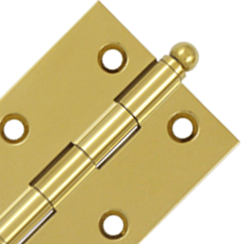 3 Inch x 2 Inch Solid Brass Cabinet Hinges (Polished Brass Finish) DELTANA