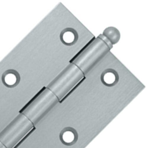 3 Inch x 2 Inch Solid Brass Cabinet Hinges (Brushed Chrome Finish) DELTANA