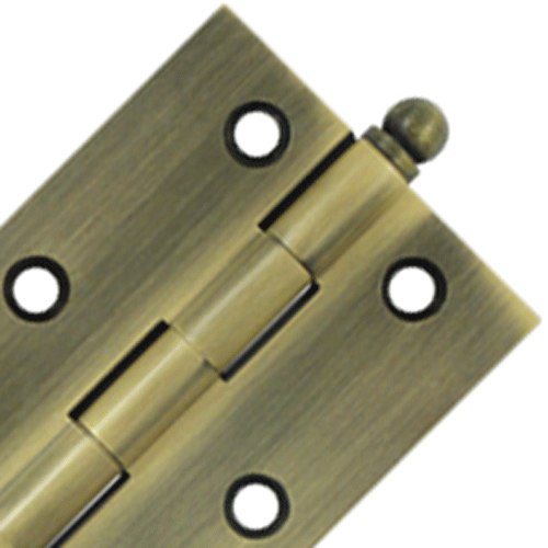 3 Inch x 2 Inch Solid Brass Cabinet Hinges (Antique Brass Finish) DELTANA