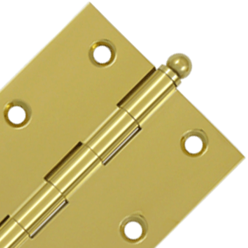 3 Inch x 2 1/2 Inch Solid Brass Cabinet Hinges (Polished Brass Finish) DELTANA