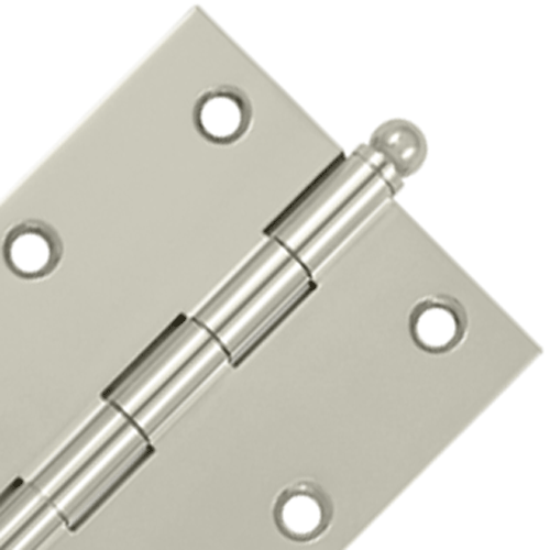 3 Inch x 2 1/2 Inch Solid Brass Cabinet Hinges (Polished Nickel Finish) DELTANA