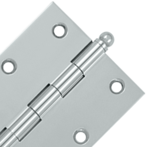 3 Inch x 2 1/2 Inch Solid Brass Cabinet Hinges (Chrome Finish) DELTANA