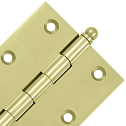 3 Inch x 2 1/2 Inch Solid Brass Cabinet Hinges (Unlacquered Brass) DELTANA