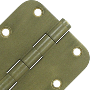 3 1/2 Inch X 3 1/2 Inch Solid Brass Hinge Interchangeable Finials (5/8" Radius Corner, Bronze Medium Finish) DELTANA