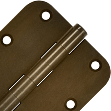 3 1/2 Inch X 3 1/2 Inch Solid Brass Hinge Interchangeable Finials (5/8" Radius Corner, Bronze Rust Finish) DELTANA